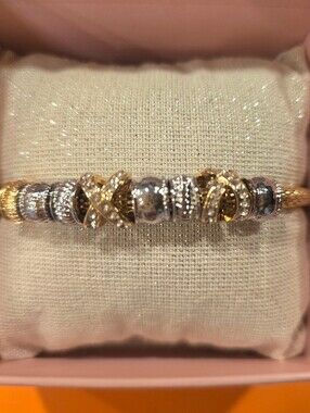 House Of Harlow 1960 Two-Tone Charm Bracelet with Crystal Accents